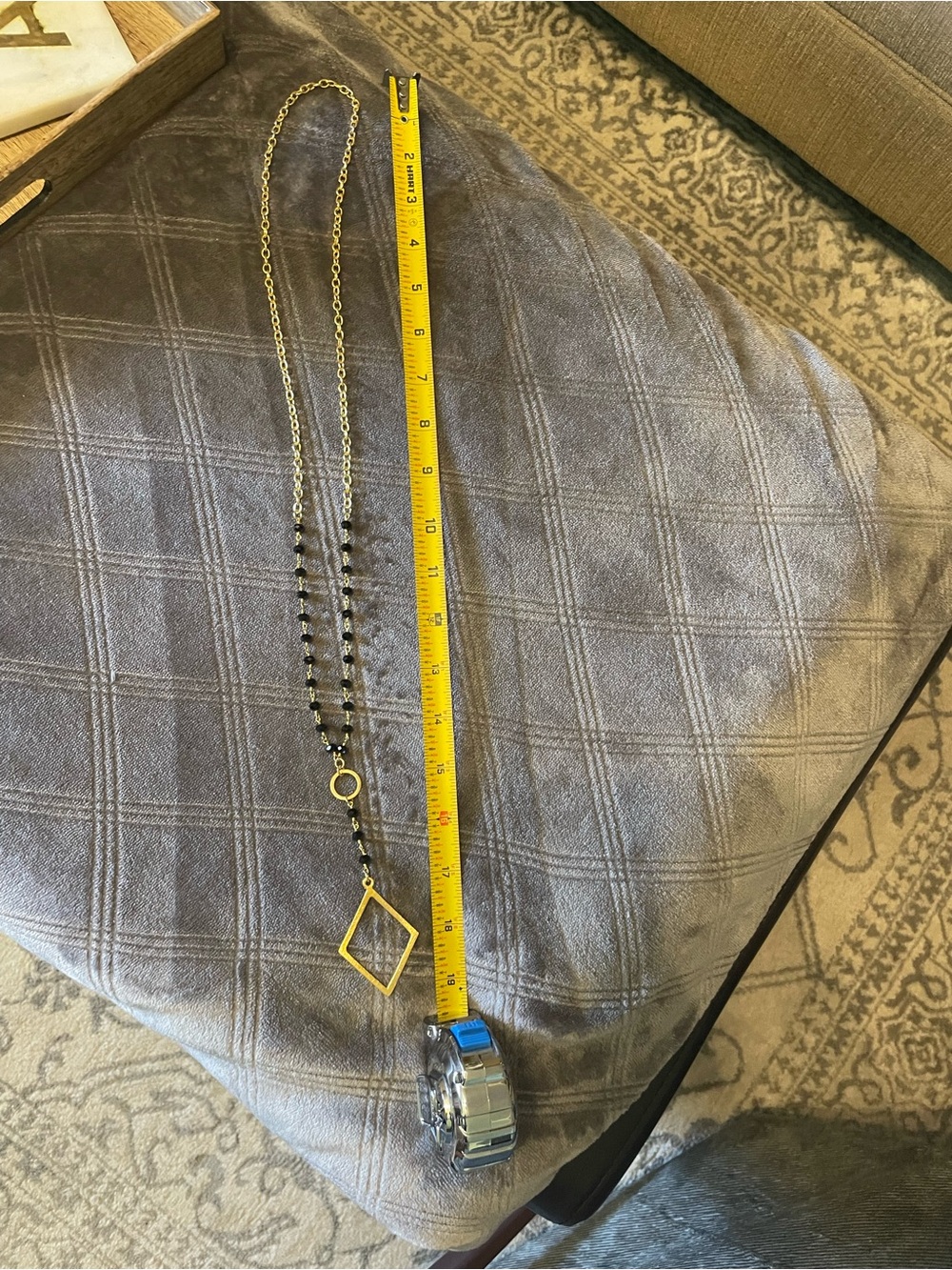 Gold & Black Geometric Pendant Necklace - Women Jewelry - Picture 3 of 6